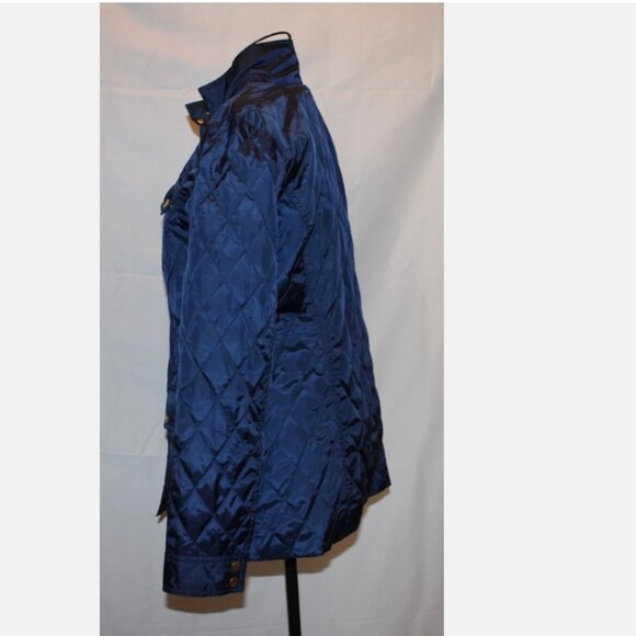 Charter Club Navy Blue Quilted Jacket Snap Front with Zipper and Pockets Medium - Picture 2 of 4